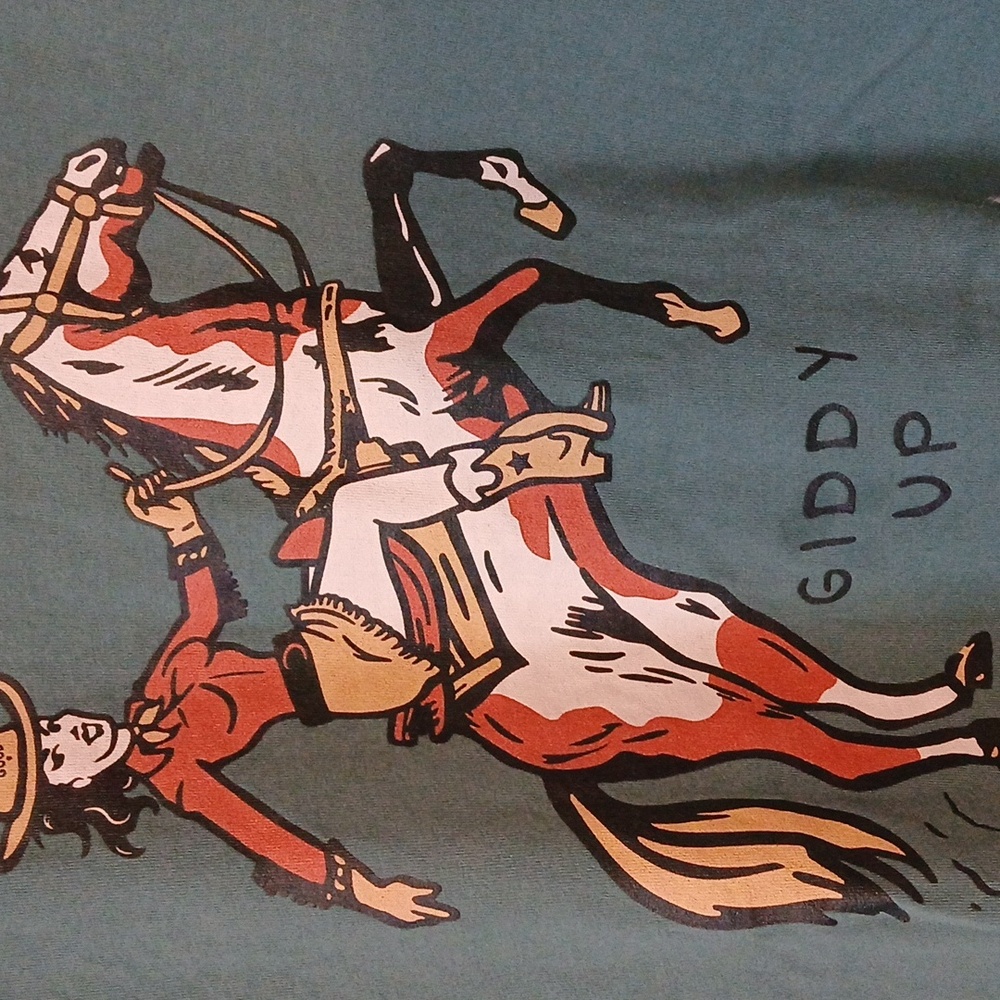 Life Is Good Green Short Sleeve Tee with Cowboy Horse Graphic - Picture 2 of 5
